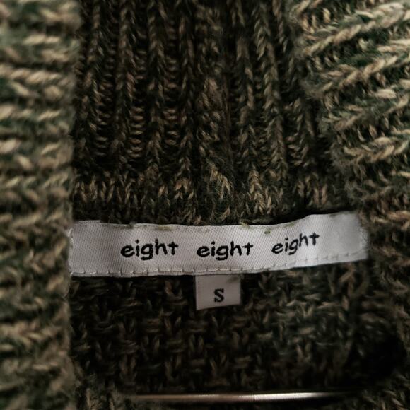 Eight Eight Eight Turtleneck Sweater Womens Small Green Tan Marled Diamond Knit - Picture 12 of 12